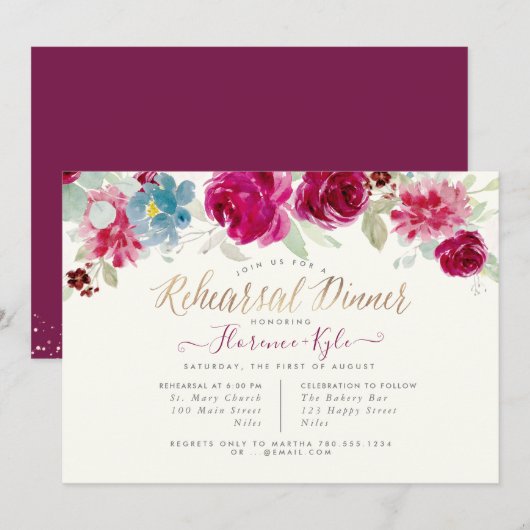 Elegant Dinner Oefening Mint Bessen Kaart (Voorkant / Achterkant)