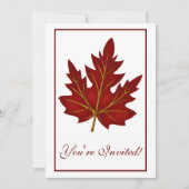 Elegant Dinner Party Invitation Autumn Leaf 1 Kaart (Voorkant)