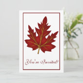 Elegant Dinner Party Invitation Autumn Leaf 1 Kaart (Staand voorkant)