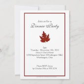 Elegant Dinner Party Invitation Autumn Leaf 1 Kaart (Achterkant)