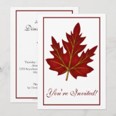 Elegant Dinner Party Invitation Autumn Leaf 1 Kaart (Voorkant / Achterkant)