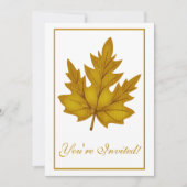 Elegant Dinner Party Invitation Autumn Leaf 2 Kaart (Voorkant)