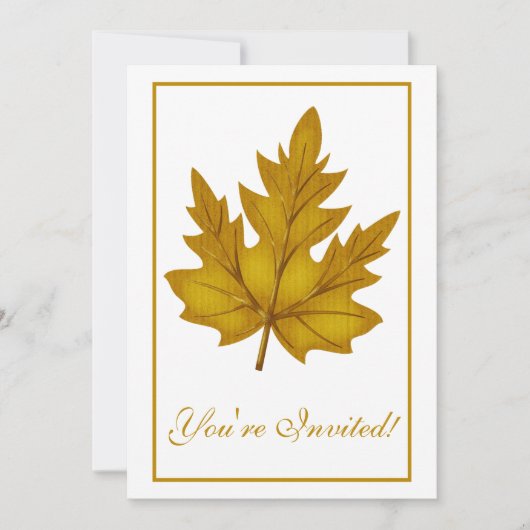 Elegant Dinner Party Invitation Autumn Leaf 2 Kaart (Voorkant)