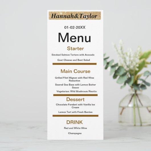 Elegant dinner party menu template (Staand voorkant)
