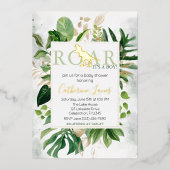 Elegant Dinosaur Boy Baby shower Invitation Folie Uitnodiging (Voorkant)