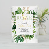 Elegant Dinosaur Boy Baby shower Invitation Folie Uitnodiging (Staand Voorkant)