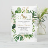 Elegant Dinosaur Boy Baby shower Kaart (Staand voorkant)