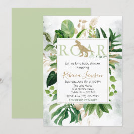 Elegant Dinosaur Boy Baby shower Kaart