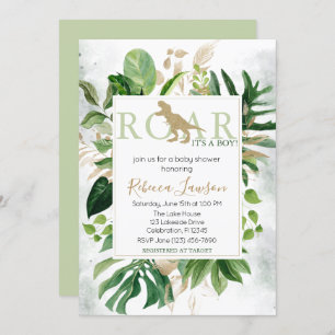Elegant Dinosaur Boy Baby shower Kaart