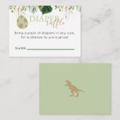 Elegant Dinosaur Diaper Raffle Invitation Insert Informatiekaartje (Voorkant / Achterkant)