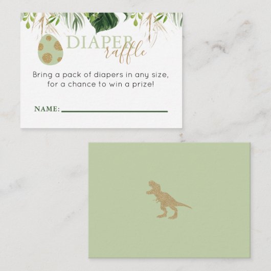 Elegant Dinosaur Diaper Raffle Invitation Insert Informatiekaartje (Voorkant / Achterkant)