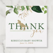 Elegant Dinosaur Green en Gold Baby shower Bedankjes Labels (Voorkant)