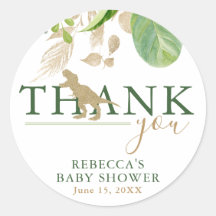 Elegant Dinosaur Green en Gold Baby shower