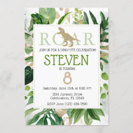 Elegant Dinosaur Green en Gold Birthday Kaart
