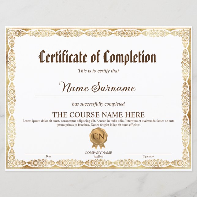 Elegant Diploma Certificaat van Voltooiing Award (Voorkant)