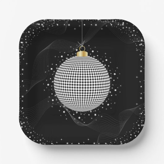Elegant Disco Ball Christmas Ornament Papieren Bordje (Voorkant)