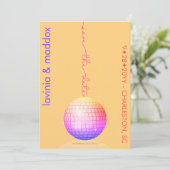 Elegant Disco Ball Orange and Hot Pink Wedding Save The Date (Staand voorkant)
