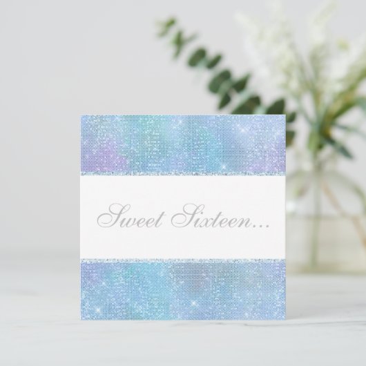 ELEGANT DISCO GLITTER SWEET 16 KAART (Staand voorkant)
