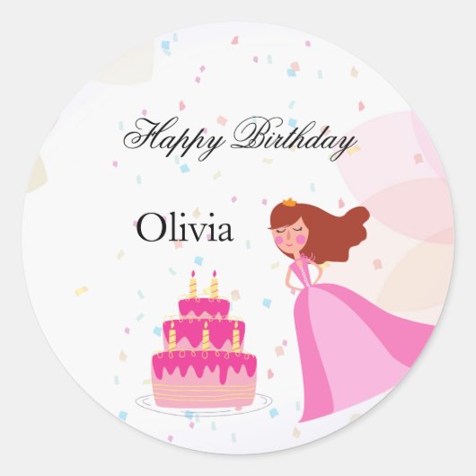 Elegant Disney princess birthday Ronde Sticker (Voorkant)