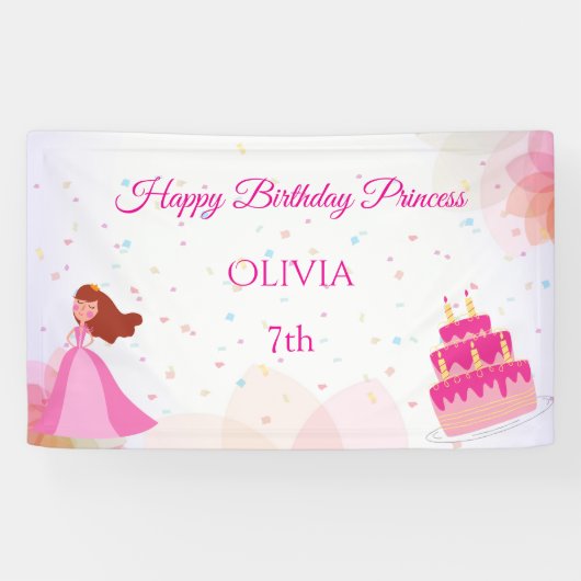 Elegant Disney princess birthday Spandoek (Horizontaal)