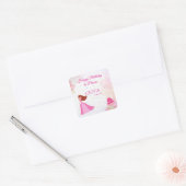 Elegant Disney princess birthday Vierkante Sticker (Envelop)