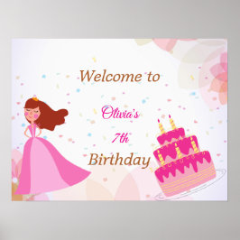 Elegant Disney princess birthday welcome sign Poster