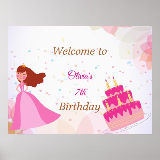 Elegant Disney princess birthday welcome sign Poster (Voorkant)