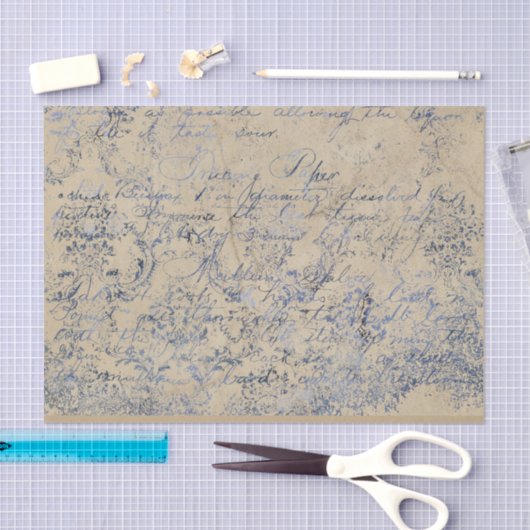 Elegant Distress Blue Damask Tissuepapier (Craft)
