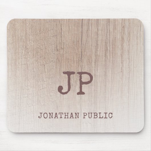 Elegant Distress Monogram Sjabloon van het Hout Ki Muismat (Voorkant)