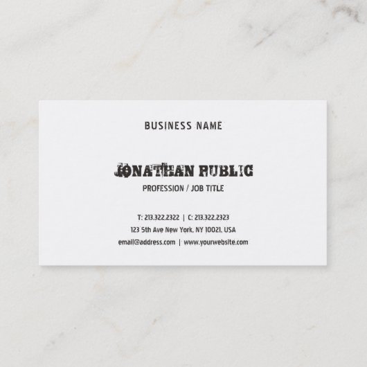 Elegant Distress Text Black en White minimalist Visitekaartje (Achterkant)