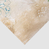 Elegant Distressed Teal Blue Florals & Peacock Tissuepapier (Detail)