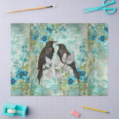 Elegant Distressed Teal Floral & Ravens Tissuepapier (Craft)
