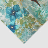 Elegant Distressed Teal Floral & Ravens Tissuepapier (Detail)
