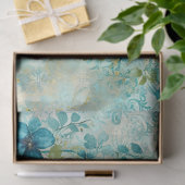 Elegant Distressed Teal Floral & Ravens Tissuepapier (Geschenk)