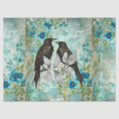 Elegant Distressed Teal Floral & Ravens Tissuepapier (Voorkant)