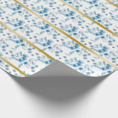 Elegant ditsy blue royal garden rustige patroon cadeaupapier (Hoek)