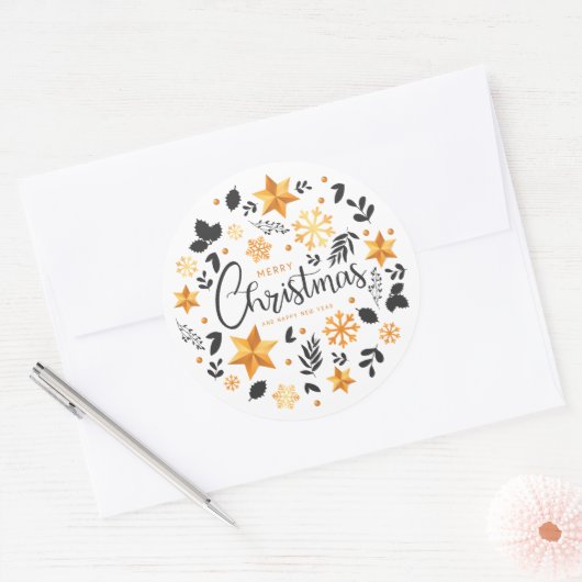Elegant Ditsy Kerstfeestdag | Sticker (Envelop)