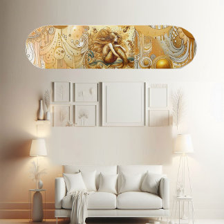 Elegant Divine Gold Mermaid Mythical Greek Legend Persoonlijk Skateboard