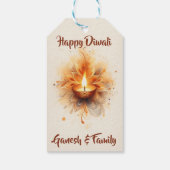 Elegant Diwali Diya Cadeaulabel (Achterkant)