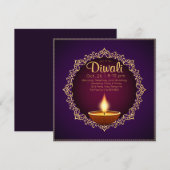 Elegant Diwali Diyas Paarse Kaart (Voorkant / Achterkant)