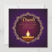 Elegant Diwali Diyas Paarse Kaart (Voorkant)