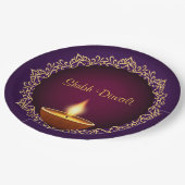 Elegant Diwali Diyas Paarse Papieren Bordje (Gekanteld)
