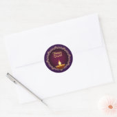 Elegant Diwali Diyas Paarse Ronde Sticker (Envelop)