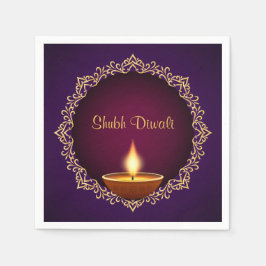 Elegant Diwali Diyas Paarse Servet