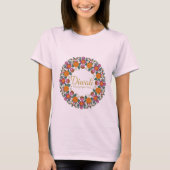Elegant Diwali Floral Wreath T-Shirt for Women |  (Voorkant)