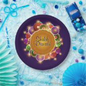 Elegant Diwali Kleurrijk Vuurwerk Papieren Bordje (Feest)