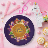 Elegant Diwali Kleurrijk Vuurwerk Papieren Bordje (Feest)