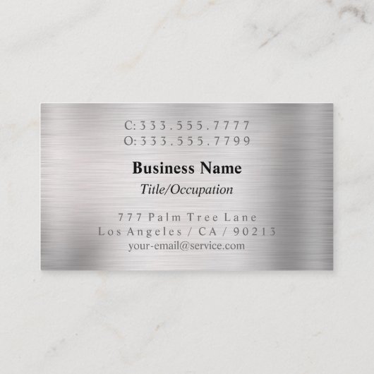 Elegant DIY Black Monogram & naam, geborsteld zilv Visitekaartje (Achterkant)