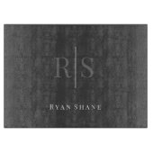 Elegant DIY Gray Monogram & White Name, Dark Grey Snijplank (Voorkant)