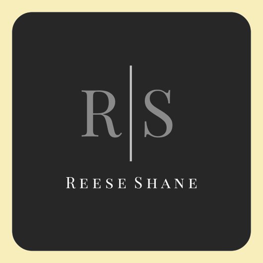 Elegant DIY Gray Monogram & Witte Naam, zwart Vierkante Sticker